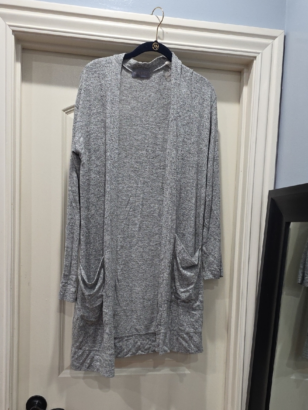 Cherish Heather Gray Knit Open Cardigan
